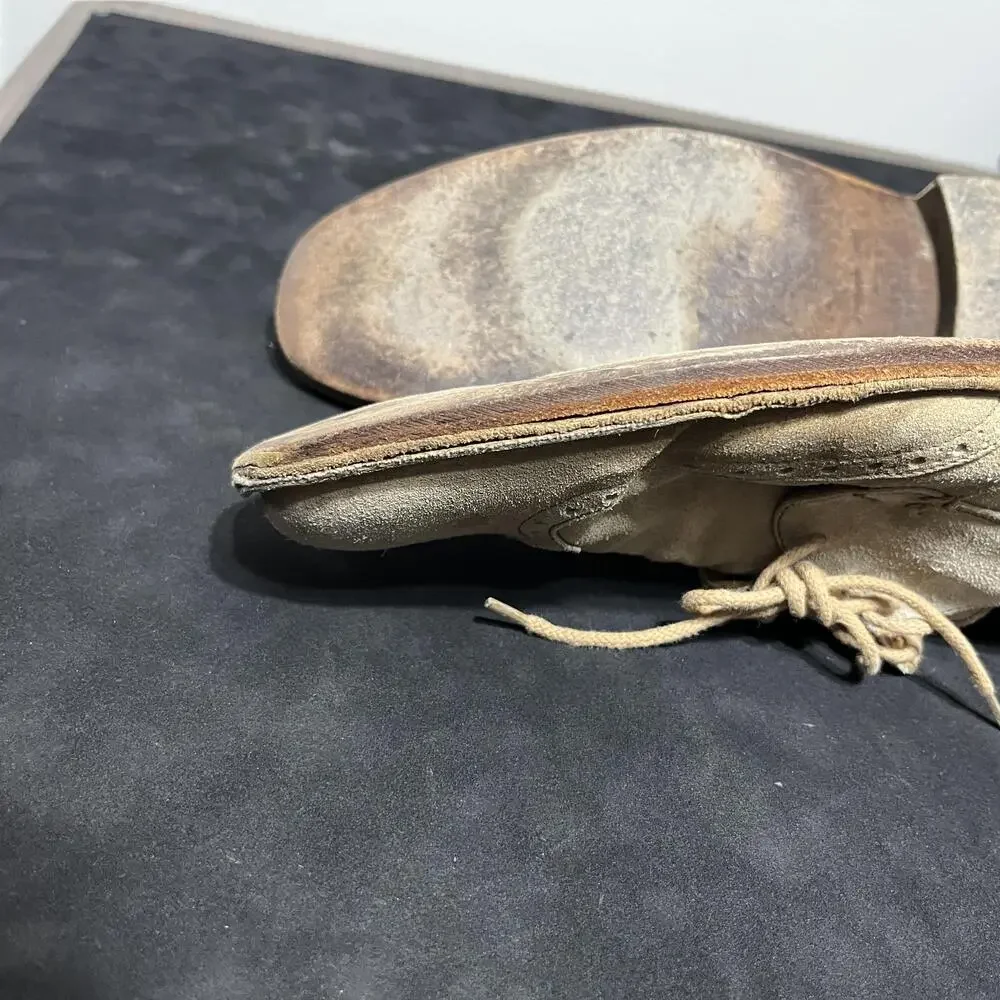 John Varvatos Suede Wingtip Shoes Mens Size 10.5 Beige Handmade Italy F1250L1
